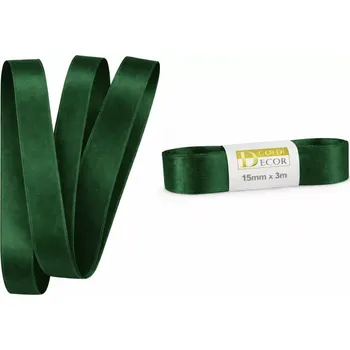 Stuha Stuha saténová tmavě zelená - skládaná 15mm x 3m (6,-Kč/m) (Tmavě zelená ( Forest Green) saténová stuha, skládaná ( bez plastové cívky), kvalitní oboustranný satén)