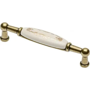 Nábytkové kování 66015-úchytka 96mm porcelán zlatý ornamont (úchytka 96mm porcelán zlatý ornamont – stylový doplněk pro váš nábytek)