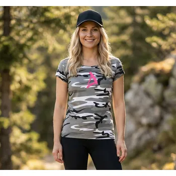 Dámské tričko Dámské triko ALTISPORT ALW002C122 CAMO GREY/RŮŽOVÁ XS