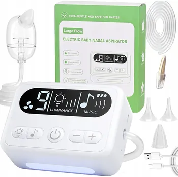 Odsávačka hlenu Elektrická odsávačka nosu pro miminka tichá, 3 nástavce, LCD displej, 9 úrovní sání