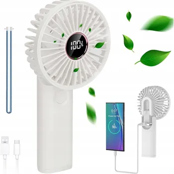 Domácí ventilátor PŘENOSNÝ VENTILÁTOR NABÍJECÍ SE 6 RYCHLOSTMI TICHÝ LED 3600 MAH BÍLÝ