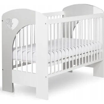 Dřevěná postýlka Klupś Meble Dziecięce Nel Srdce 60 x 120 cm bílá