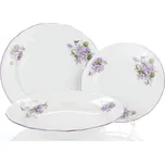 Talířová souprava, fialky, Český porcelán Dubí, 18 dílná