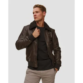 Hnědá Pánská Kožená Bunda Aeronautica Militare 252pn0964u100839-97