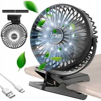 Domácí ventilátor USB VENTILÁTOR S KLIPEM, LED OSVĚTLENÍM A 3 RYCHLOSTMI - IDEÁLNÍ DO KANCELÁŘE I NA CESTY