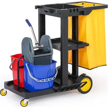 Drogerie B2B Partner Profesionální úklidový vozík s dolními vědry a pytlem, 1120 × 710 × 960 mm