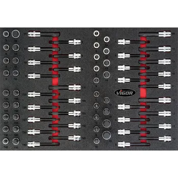 VIGOR V4753, Sada nástrčných hlavic | 70 dílů, 1/2 palce, TORX® & šestihran