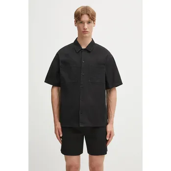 Pánská košile Bavlněná košile Represent Short Sleeve Cotton Overshirt, L, černá, 99X