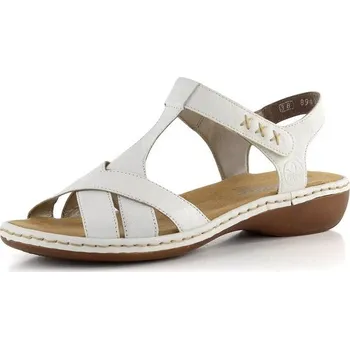 Dámské sandále Rieker bílé sandálky s nártovým T páskem 65919-80 - 36 | P658015