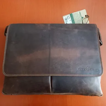 Velká kožená pánská crossbody taška GreenWood no. 117 tmavěhnědá