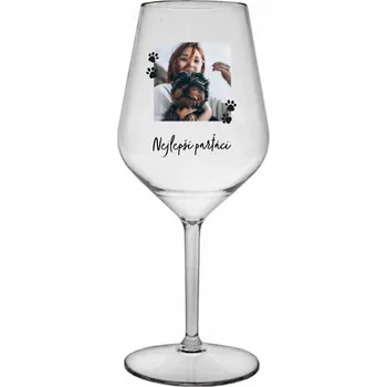 Sklenice Personalizovaná nerozbitná sklenička na víno Foto s tlapičkou