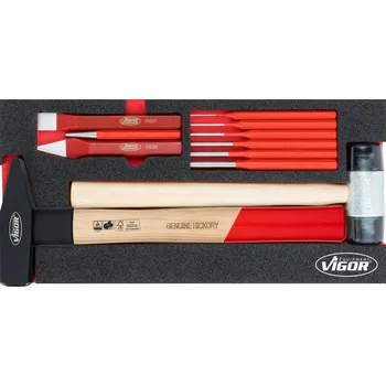 VIGOR V5006, Sada sekáčů a kladívek | 11-dílný, 2K vložka S, 188x393x35 mm