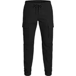 Pánské kapsáčové kalhoty s elastickými lemy Jack & Jones velká velikost 12294283 černé (46S)