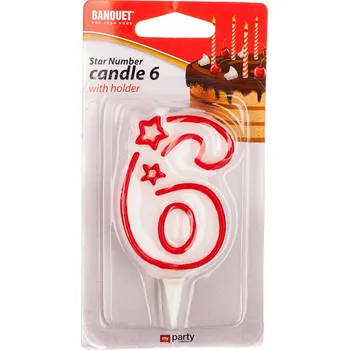Svíčka svíčka číslo 6, 7x4,5cm MY PARTY 0.02 Kg MTA MAXMIX Sklad14 369884 ( MTA MAXMIX Sklad14 )