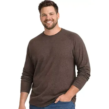 Pánské tričko Pánské tričko Jack & Jones s dlouhým rukávem velká velikost 12294247 hnědošedé (5XL)