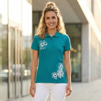 Dámské tričko Dámské triko s límečkem ALTISPORT CARRYOVER ALW016210 TMAVÝ TYRKYS S