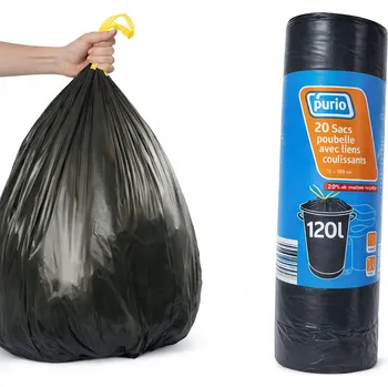 Pytle na odpadky PYTLE NA ODPADKY 120L 20 KS PURIO pevné, černé