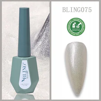 Lak na nehty Bling Gel na nehty HYBRIDNÍ LAK Perleťový Bílý 10 ml č. 075