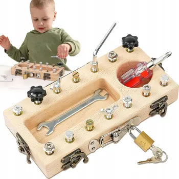 Dřevěná hračka Hračka hračka pro děti - dřevěná tabulka se šrouby