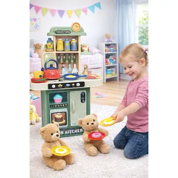 Dětská kuchyňka Dětská Kuchyňka Plastová Zvuk Světlo Pára Voda Příslušenství hračka