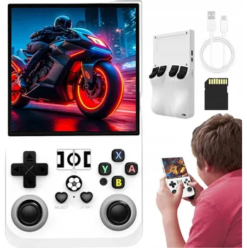 Herní konzole PŘENOSNÁ HERNÍ KONZOLE R36MAX PRO RETRO HRY, 18000 HER, LINUX, 64GB, BÍLÁ