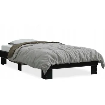 Postel Rám postele černý 193 x 78 x 30 cm, dřevotříska a kov