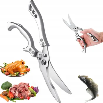 Kuchyňské nůžky VÍCEÚČELOVÉ NŮŽKY NA DRŮBEŽ KUŘE KUCHYŇSKÉ NEREZOVÁ OCEL SILNÉ
