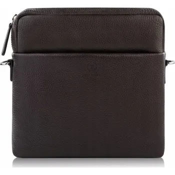 Kabelka Paolo Peruzzi taška na dokumenty z pravé kůže, bez vzoru