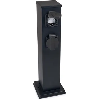 Venkovní osvětlení LVT Zásuvkový sloupek - venkovní - 4x zásuvka 230V - černý