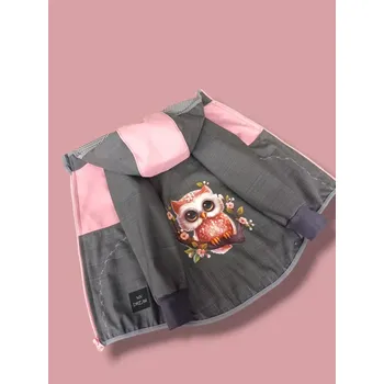 Pánská větrovka Bunda jarní/celoroční vel.104 (Tmavě šedá/starorůžova/ sovička )