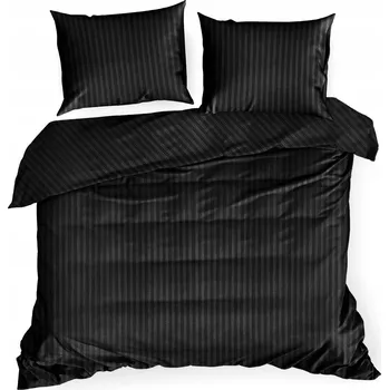 Povlečení Povlečení saténové s pruhy komplet 160X200 VERA černá Eurofirany