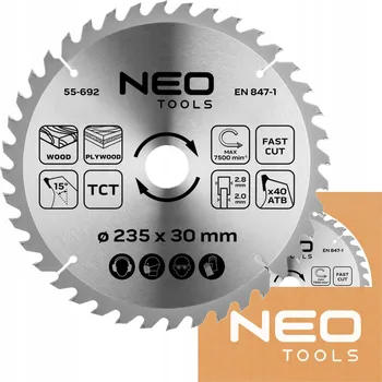 Pilový kotouč Kotouč do pily, vidiový, 235 x 30 mm, 40 zubů, na dřevo NEO TOOLS