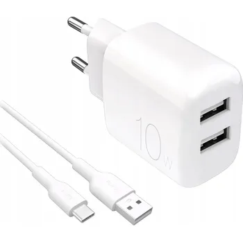 Síťová nabíječka Puro PROLITE 10W 2x USB-A + kabel USB-A - USB-C 1.2m - černá