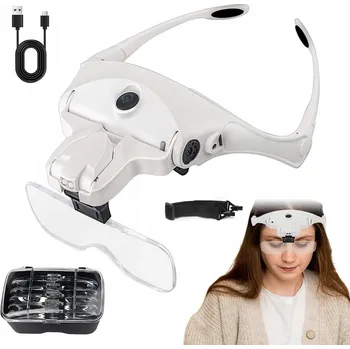 Lupa LUPA BRÝLE PRECIZNÍ ČELOVÁ S LED OSVĚTLENÍM VYMĚNITELNÉ ČOČKY 3.5x 1.5x 2.0x 2.5x