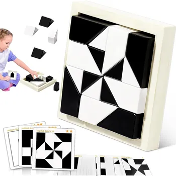 ostatní stavebnice Geometrické dřevěné stavební stavebnice, Montessori puzzle pro děti
