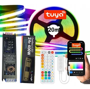 LED páska LED pásek 20m COB NEON RGBIC WIFI TUYA APLIKACE DÁLKOVÝ OVLADAČ SADA NAPÁJECÍ ZDROJ 24V