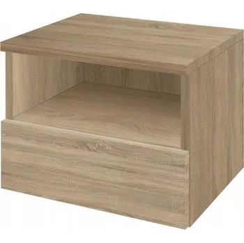 Noční stolek Noční stolek závěsný, šuplík click-on a polička, dub sonoma, šířka 40 cm