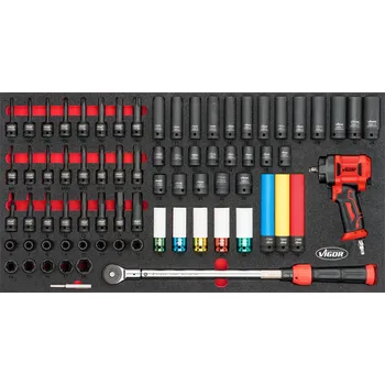 VIGOR V6015, Rázové utahováky sada nástrčných klíčů | 69 dílů, 5–24 mm, XL velikost