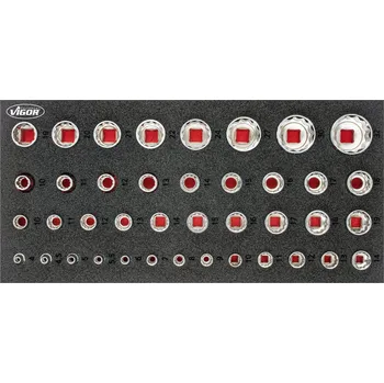 VIGOR V7520, Sada nástrčných klíčů 42-dílná | 4 – 32 mm, 42 ks nářadí