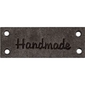 Kožená cedulka / štítek Handmade, With love 16x44 mm