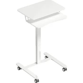 Výškově nastavitelný stůl na notebook s kolečky 65 x 60 cm | bílý