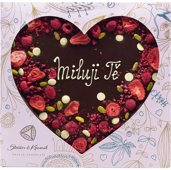 Čokoláda Steiner & Kovarik Valentýnské velké srdce z hořké čokolády s nápisem Miluji Tě 500 g