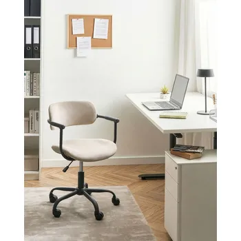 Kancelářská židle béžová látková čalounění otočná pracovní židle nastavitelné sedadlo sklopná opěrka zad Beliani
