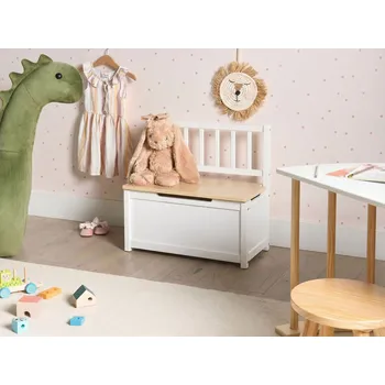 Dětská lavice s úložným prostorem bílá světle hnědá borovice překližka skandinávský styl dětský pokoj Beliani