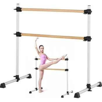 Baletní tyč , dvojitá buková tyč pro domácí použití, volně stojící přenosná baletní protahovací taneční tyče, výškově nastavitelná posilovací pomůcka proti chvění, pro pilates a balanční cvičení