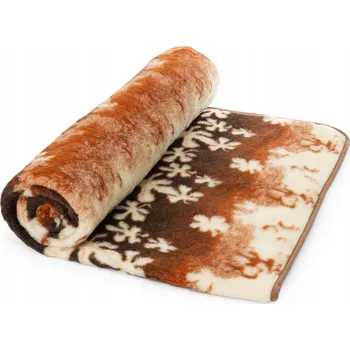 deka Koc Wełniany Australská Merino Vlna 100% Vlněná deka vzor filo hnědá béžová 240x200
