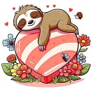 Fototapeta Nažehlovačka Termo Aplikace Nálepka na Oblečení Leniwiec Srdce Láska