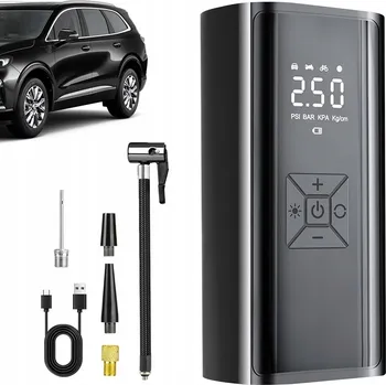 ELEKTRICKÁ POMPKA VZDUCHU 150PSI S LED DISPLEJEM A POWERBANKOU 6000MAH