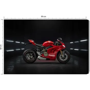 Obraz Obraz na plátně Červené Ducati Panigale V4, černé pozadí Velký XXL 90x60