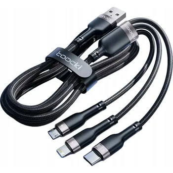 Datový kabel Kabel Toocki USB - USB typ C / microUSB / Lightning 1,2 m černý